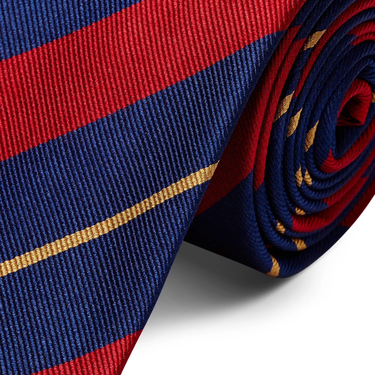 Trendhim Cravate en soie Ă rayures bleu marine, rouge et or - 6 cm â Image 2