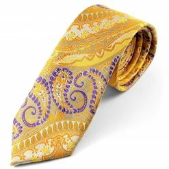 Tailor Toki Cravate Soie Motif Paisley Jaune