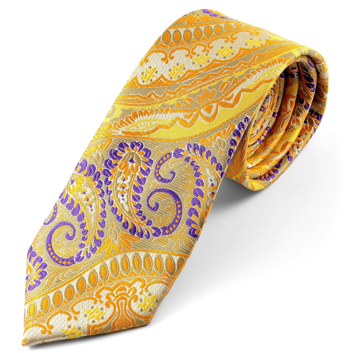 Tailor Toki Cravate Soie Motif Paisley Jaune