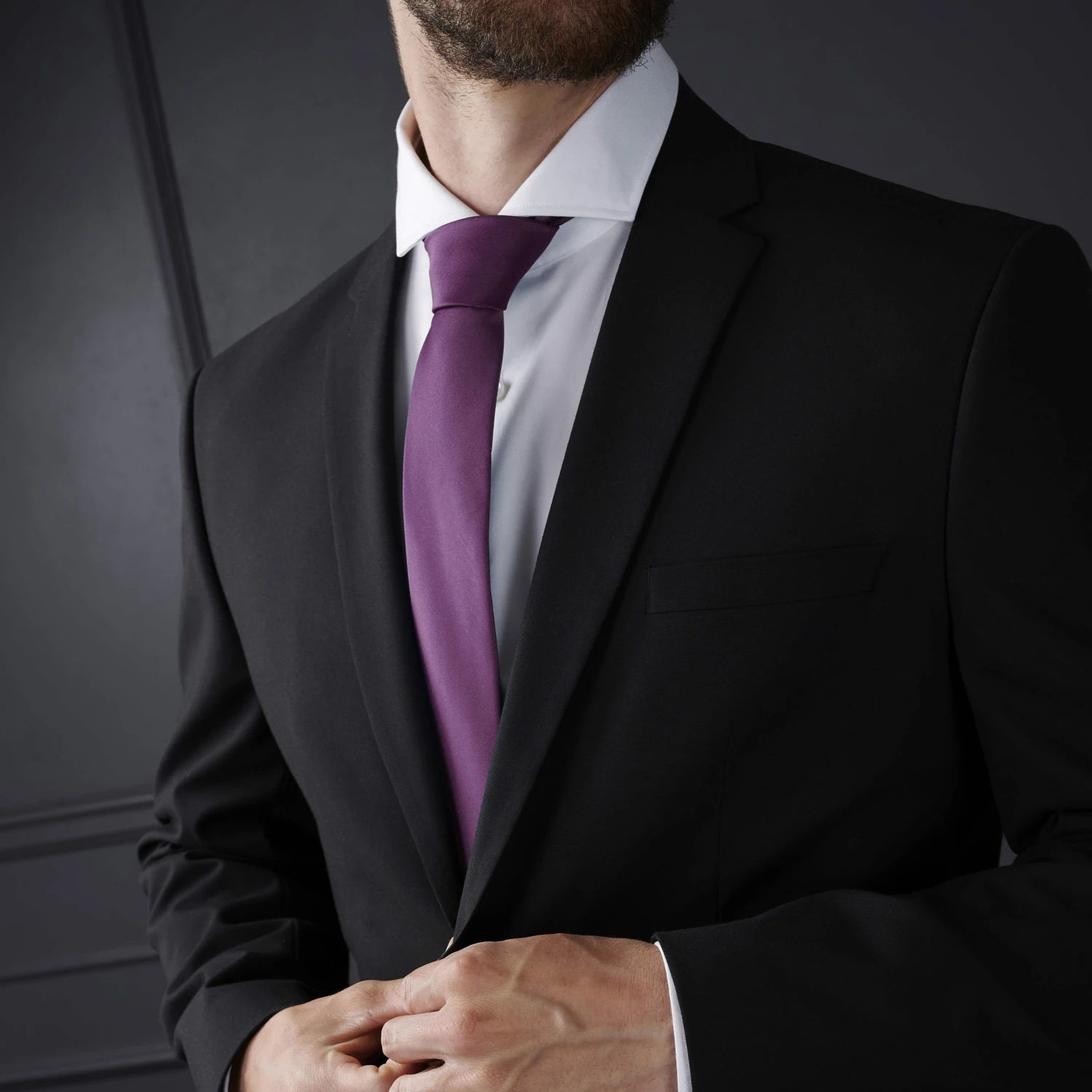 Trendhim Cravate classique 8 cm violet foncĂ© â Image 3
