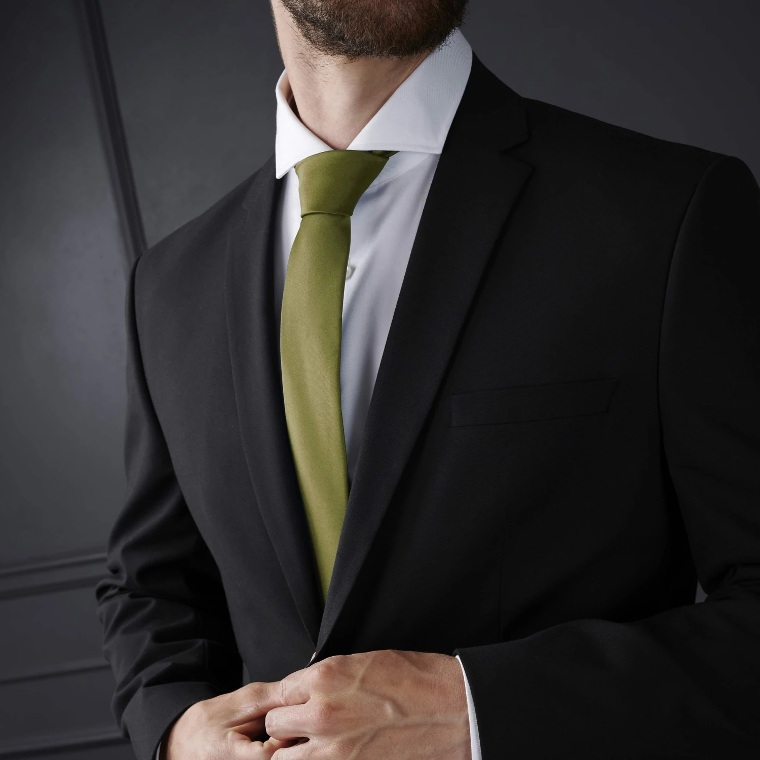 Trendhim Cravate classique 8 cm vert olive â Image 3