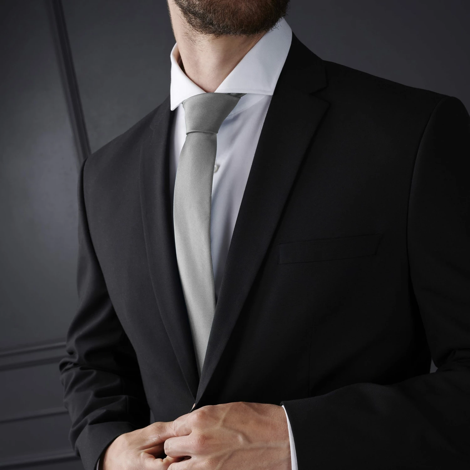 Trendhim Cravate classique 8 cm gris clair â Image 3