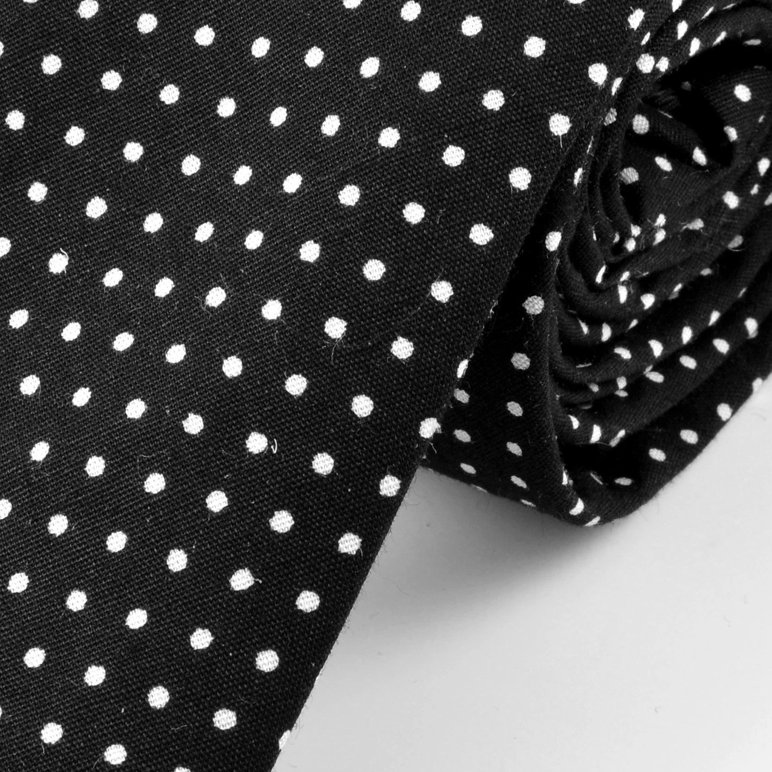 Tailor Toki Cravate en coton noire Ă pois blancs â Image 2