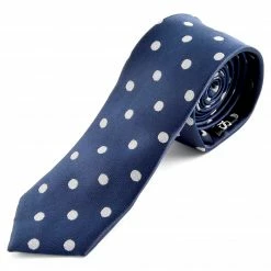 Tailor Toki Cravate en soie bleue Ă pois blancs