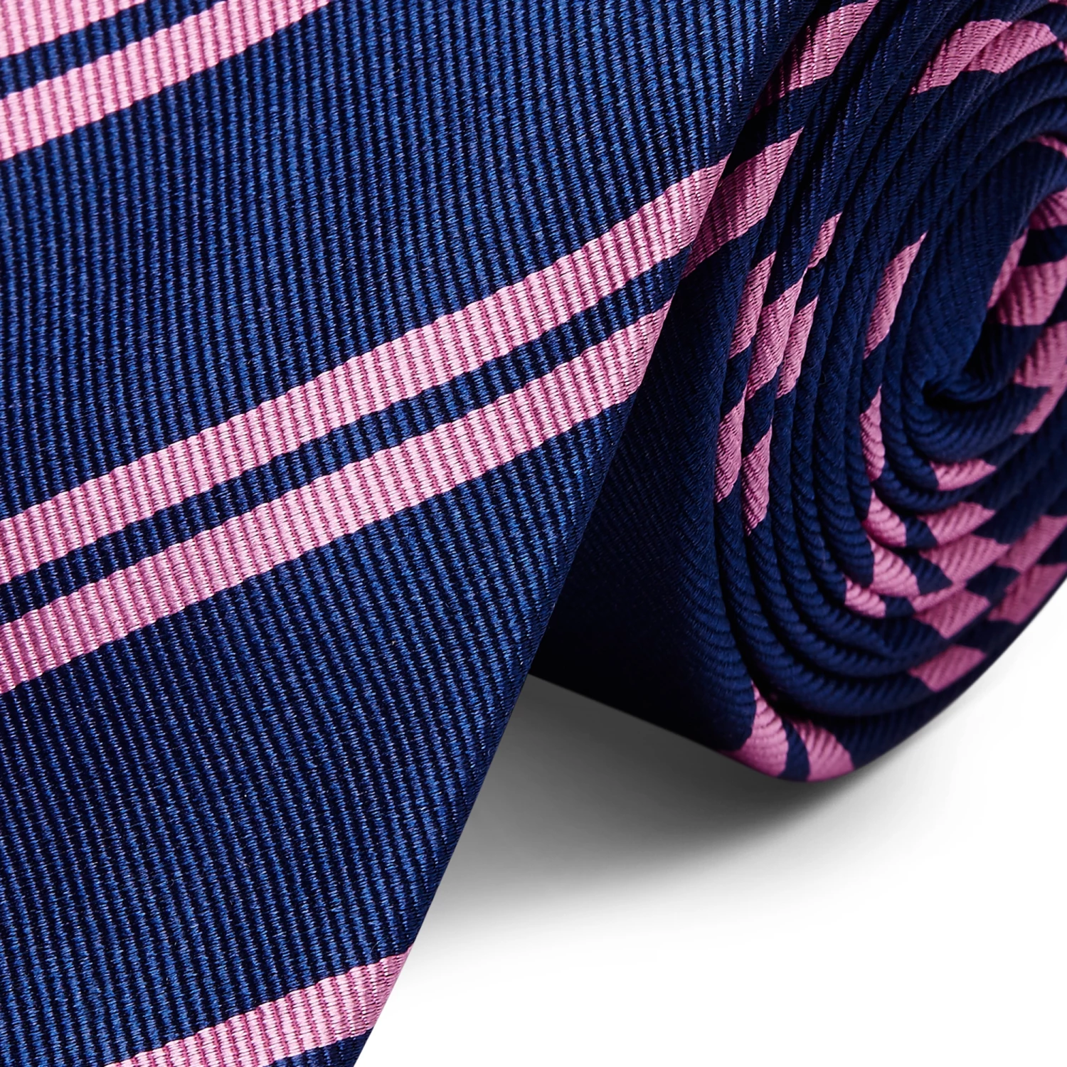 Trendhim Cravate rose en soie bleu marine Ă rayures roses - 6 cm â Image 2