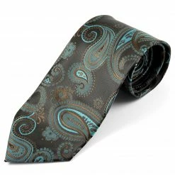 Tailor Toki Large Cravate en Soie Motif Paisley Turquoise