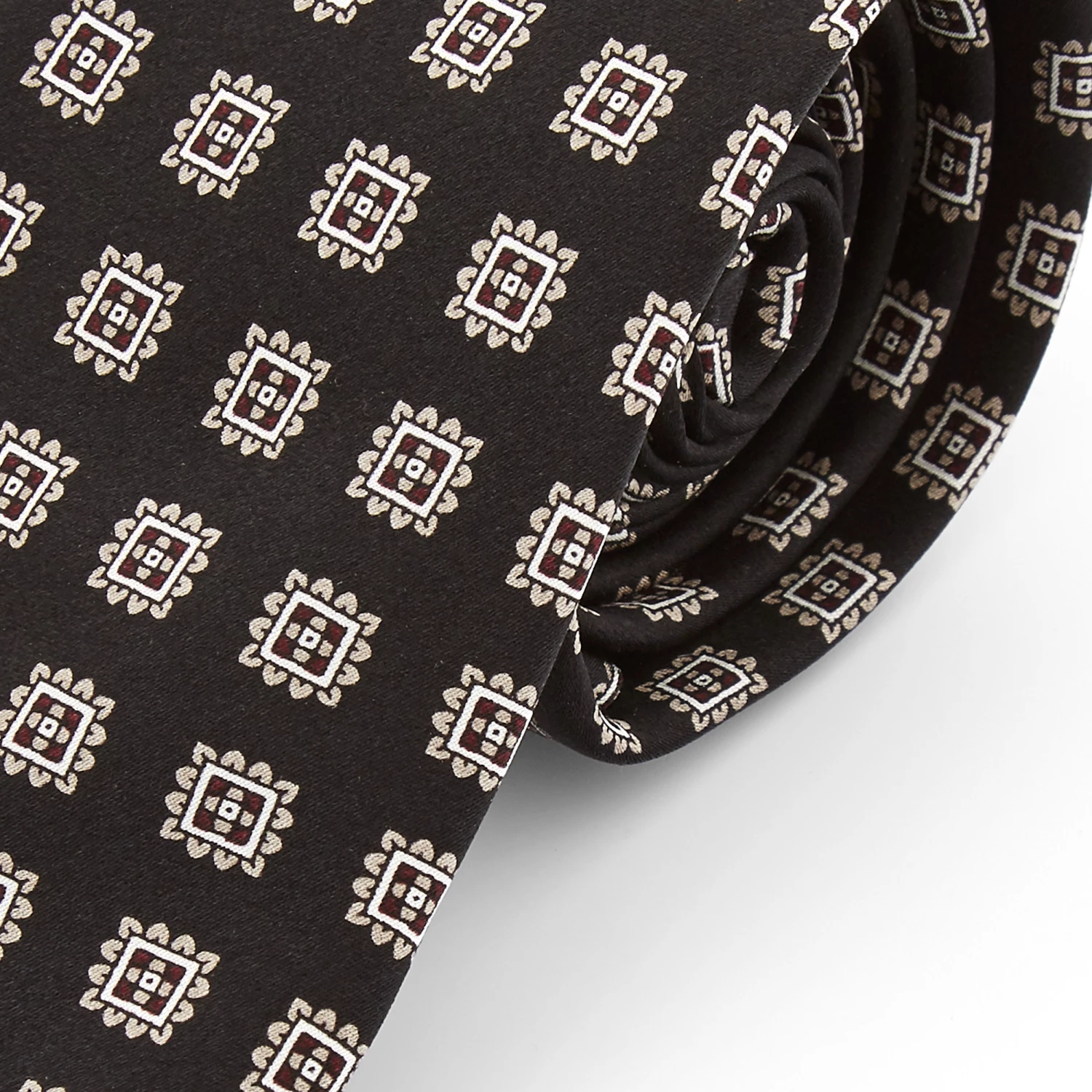 Tailor Toki Cravate en soie noire à motif géométrique – Image 2