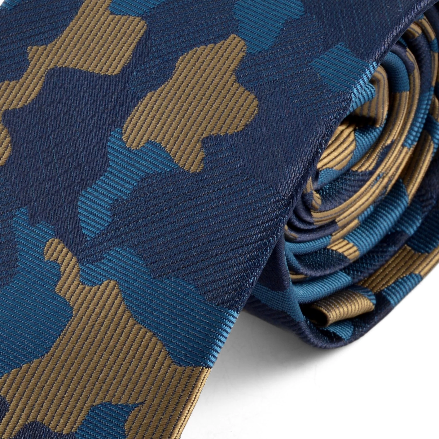 Tailor Toki Cravate bleue et marron Ă motif camouflage â Image 2