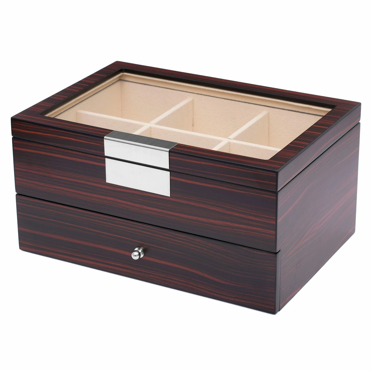 Warren Asher Coffret à cravates 2 niveaux en bois d'ébène