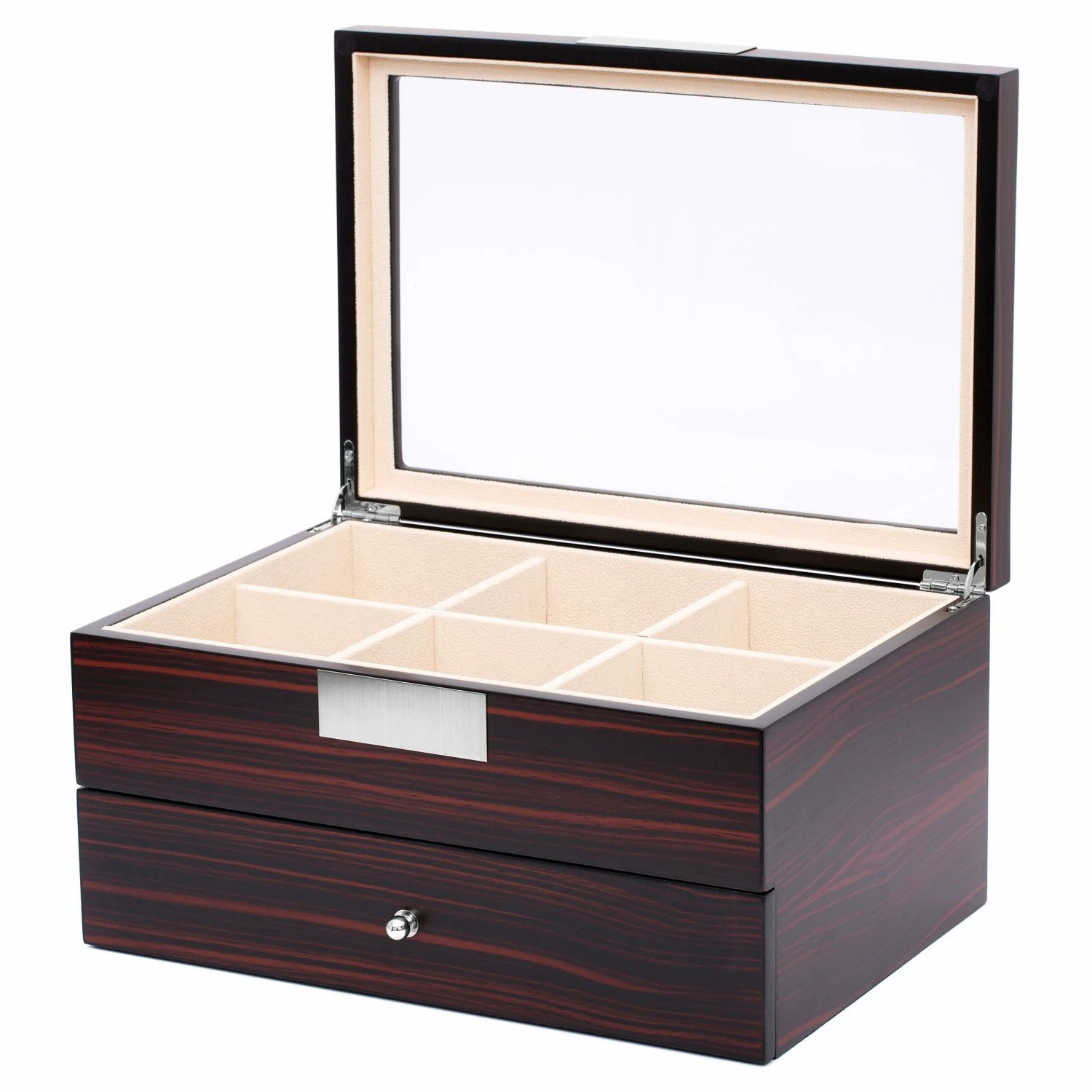 Warren Asher Coffret à cravates 2 niveaux en bois d'ébène – Image 3