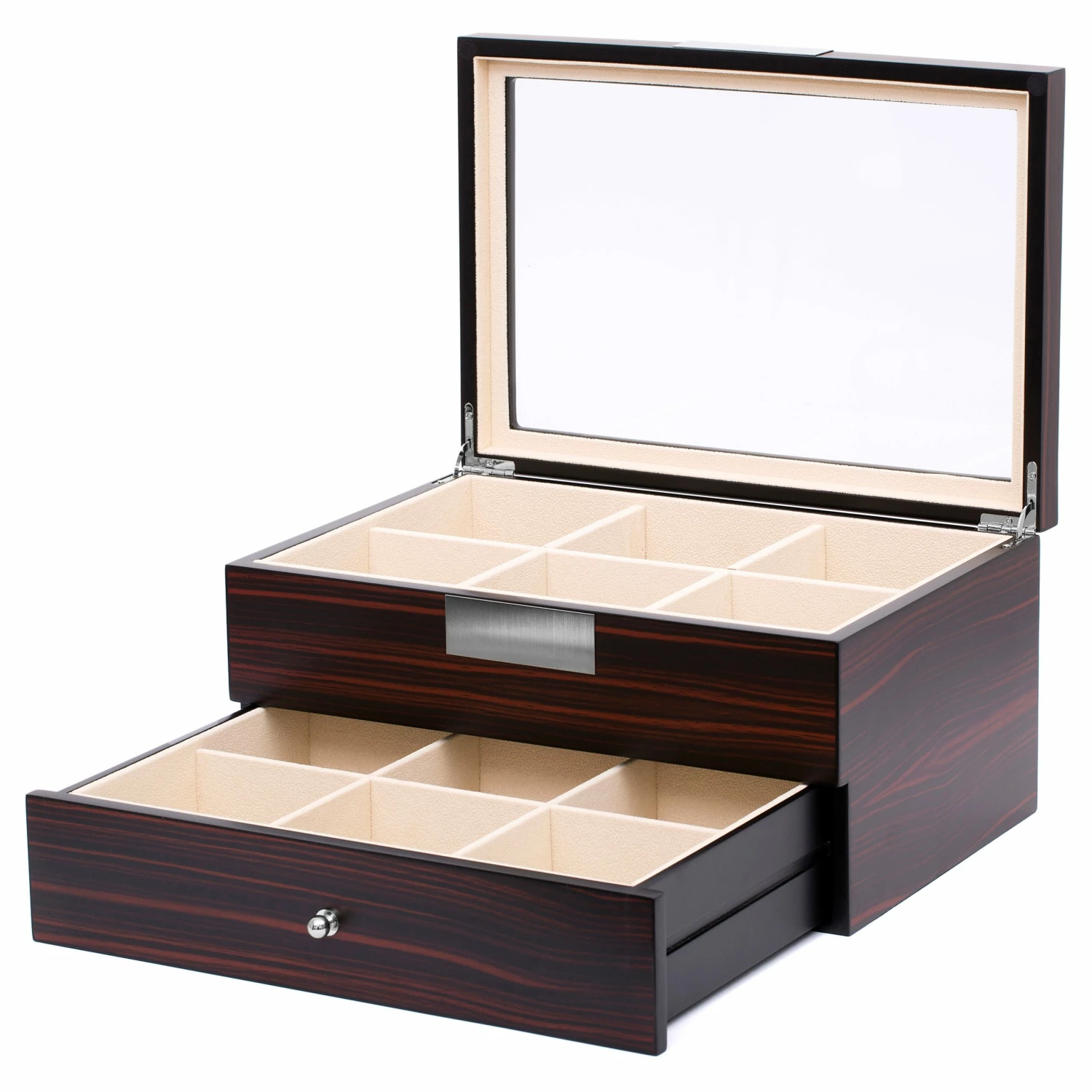 Warren Asher Coffret à cravates 2 niveaux en bois d'ébène – Image 2