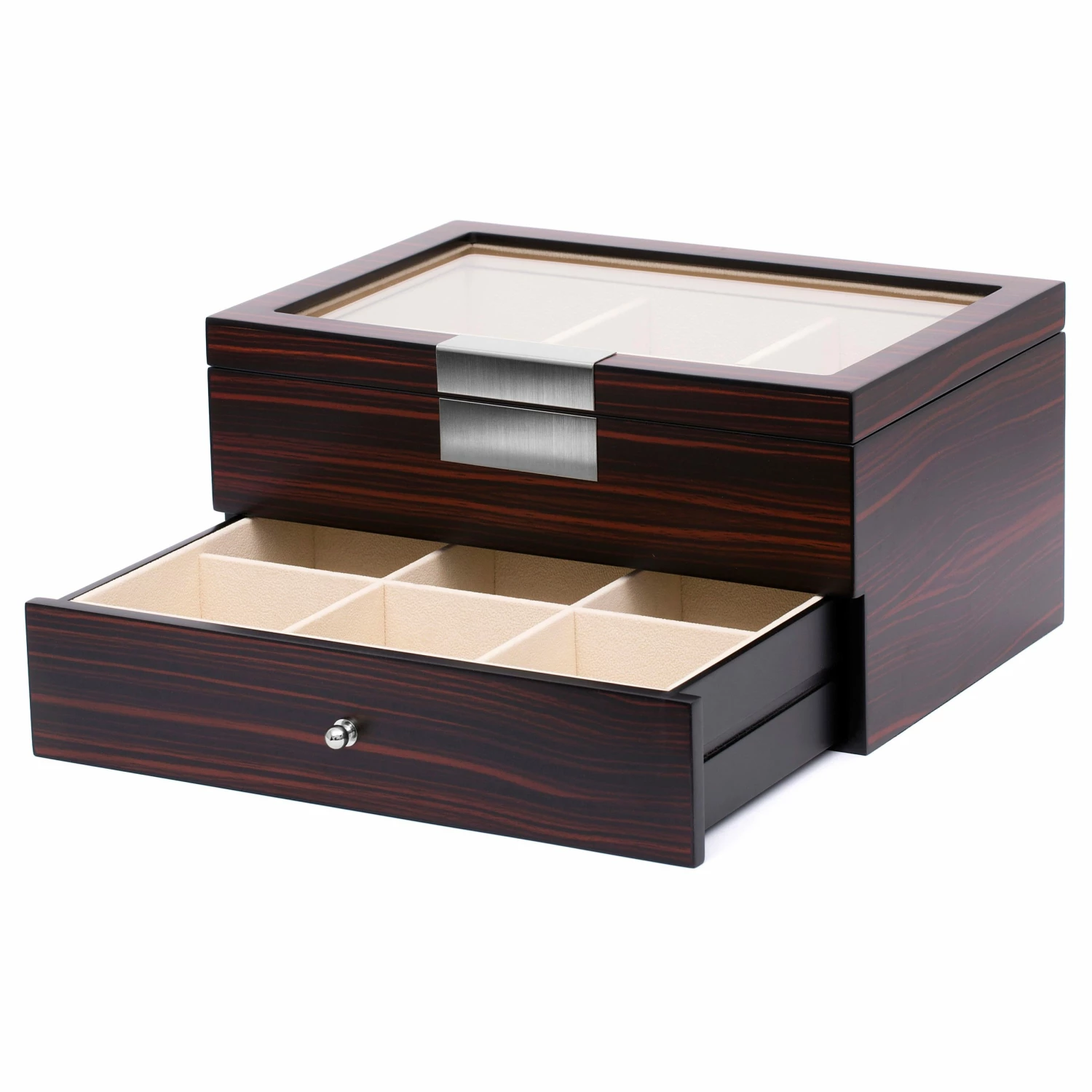 Warren Asher Coffret à cravates 2 niveaux en bois d'ébène – Image 4