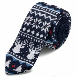 Trendhim Cravate en tricot bleu marine à motif de Noël