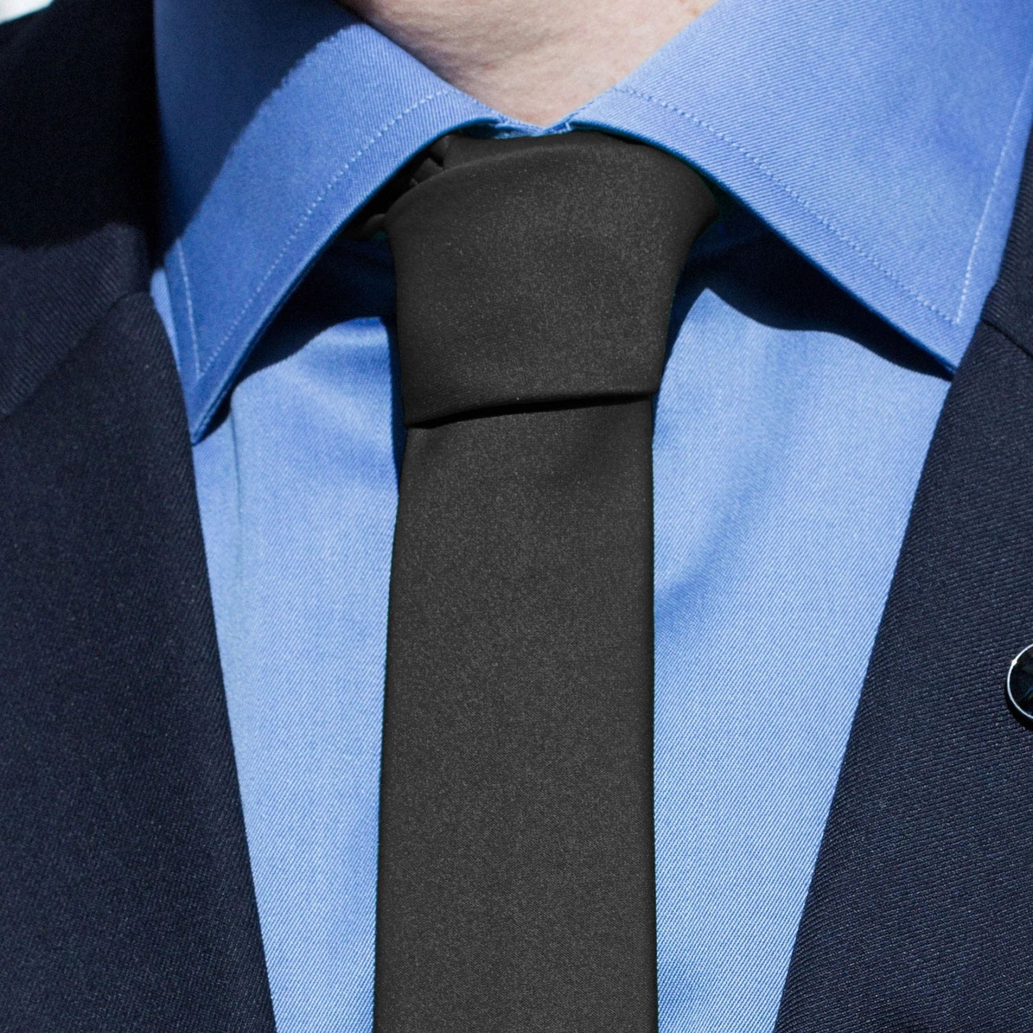 Trendhim Cravate unie noir brillant - 6 cm â Image 5