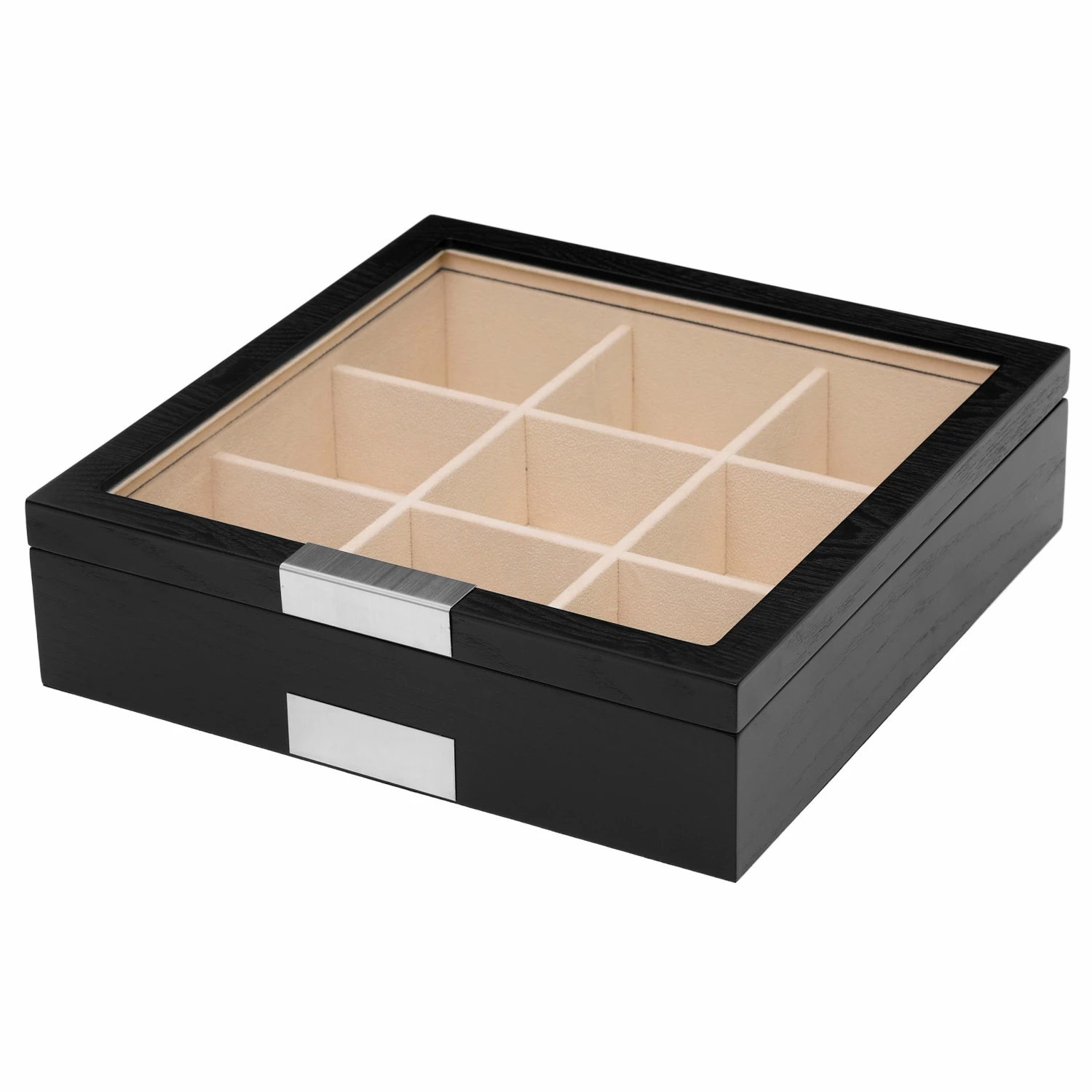 Warren Asher Coffret à cravates en bois noir et argenté