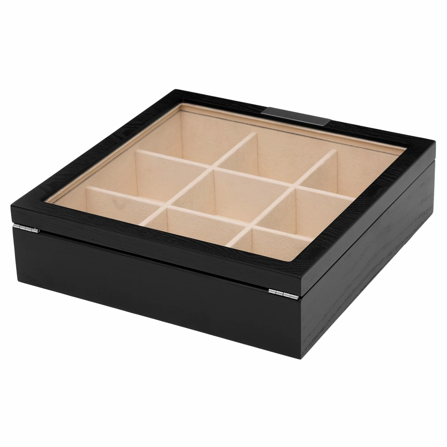 Warren Asher Coffret à cravates en bois noir et argenté – Image 3