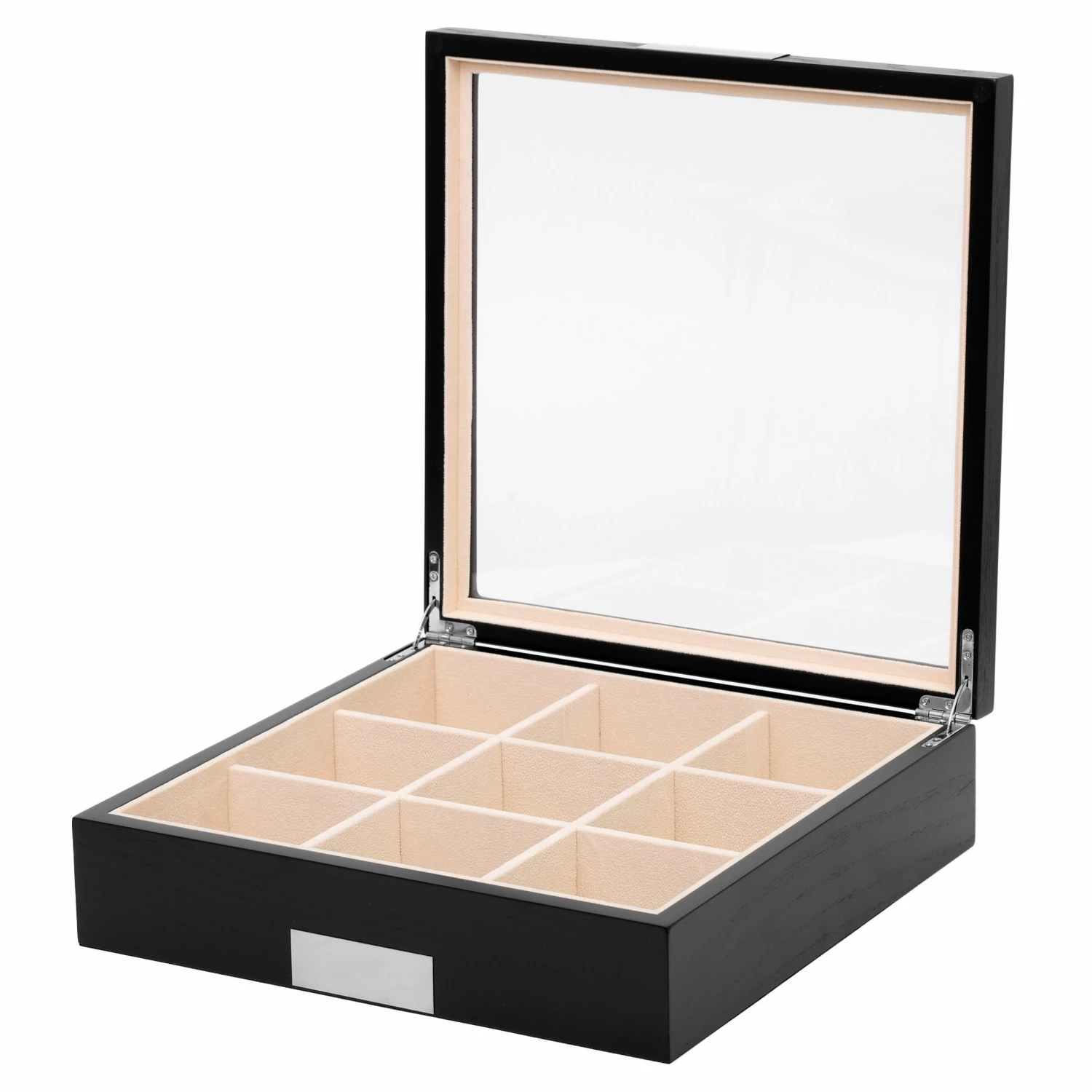 Warren Asher Coffret à cravates en bois noir et argenté – Image 2