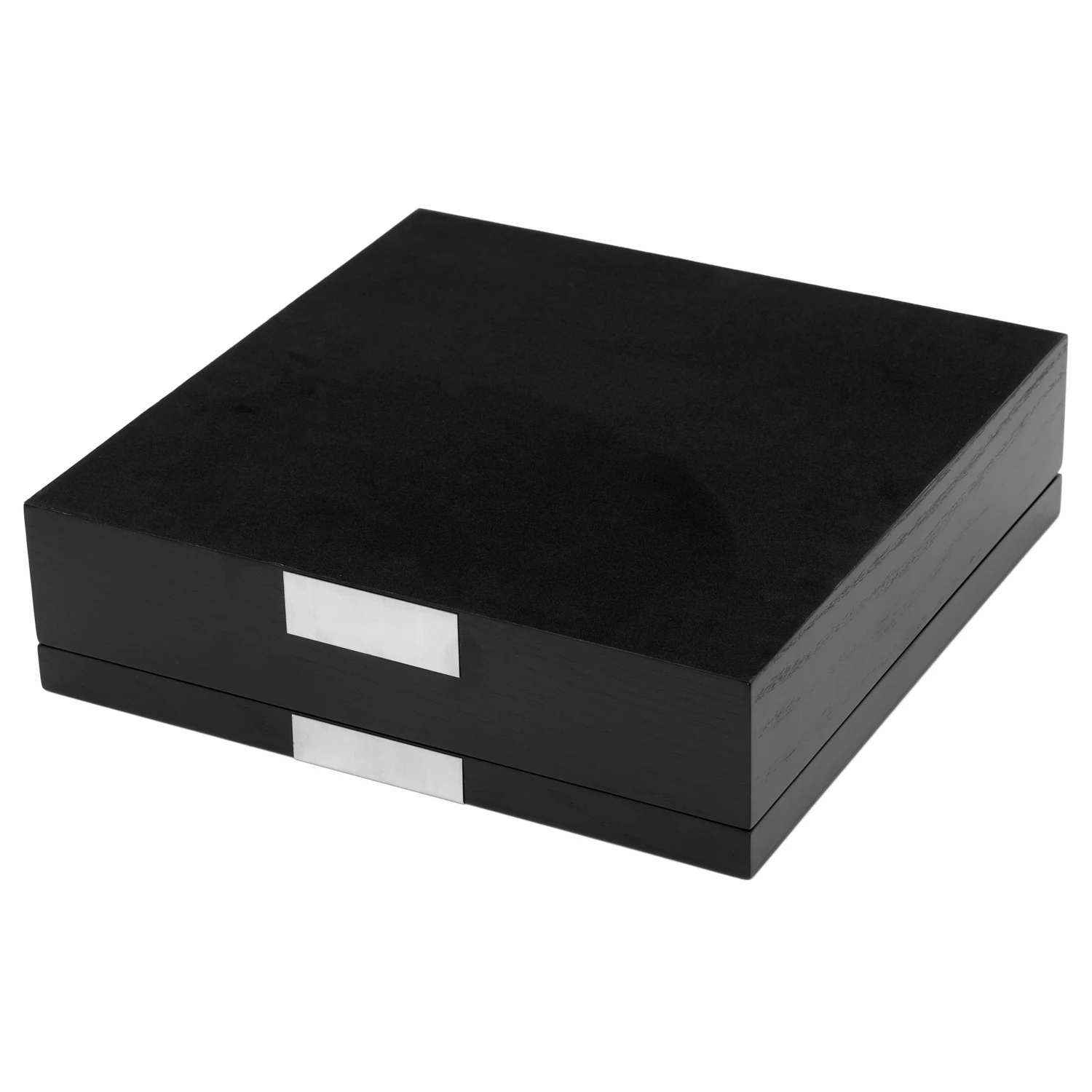 Warren Asher Coffret à cravates en bois noir et argenté – Image 4