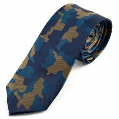 Tailor Toki Cravate bleue et marron Ă motif camouflage