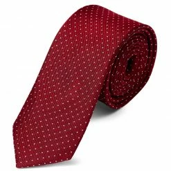Trendhim Cravate en soie rouge Ă pois 6 cm