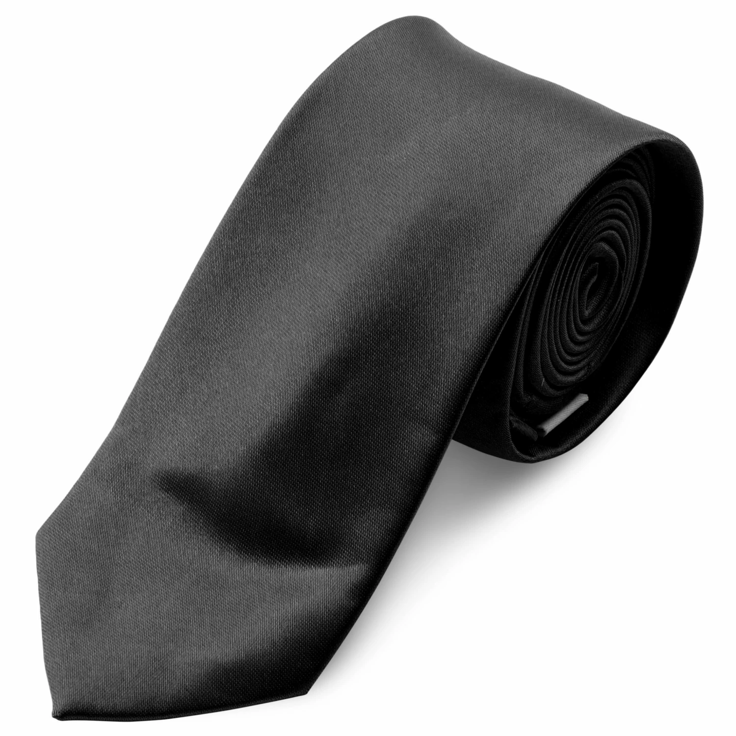 Trendhim Cravate unie noir brillant - 6 cm