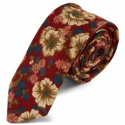 Tailor Toki Cravate Bourgogne Ă motif floral