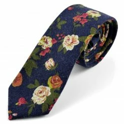 Tailor Toki Cravate bleue Ă motif fleurs