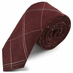 Tailor Toki Cravate bordeaux Ă fines coutures blanches