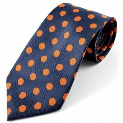 Tailor Toki Cravate en Soie Orange Motif Pois