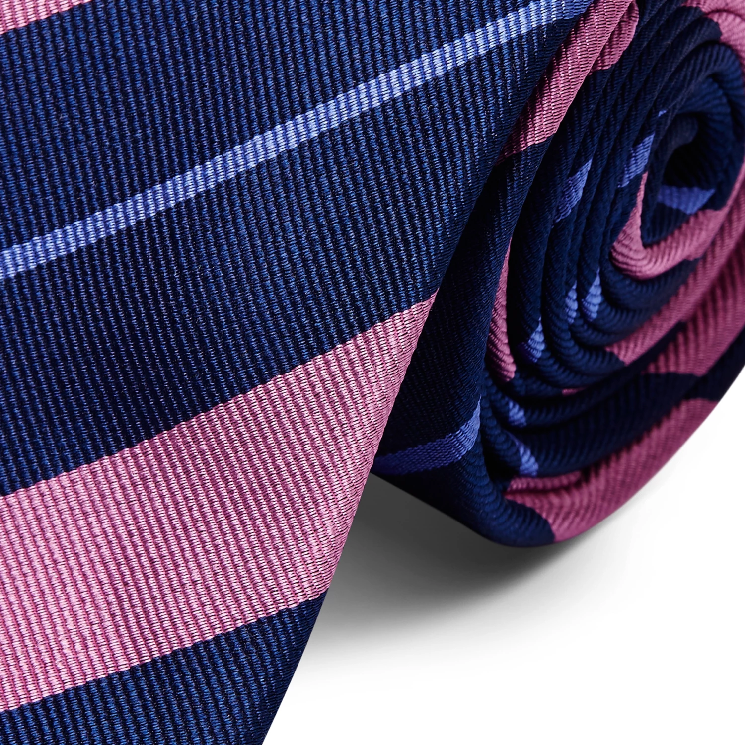 Trendhim Cravate en soie Ă rayures bleues et rose 6 cm â Image 2