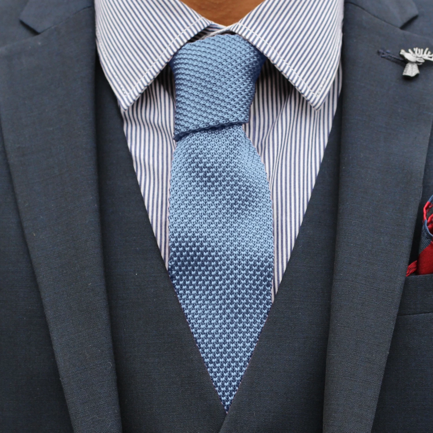 Tailor Toki Cravate bleu pastel tricotĂ©e â Image 3