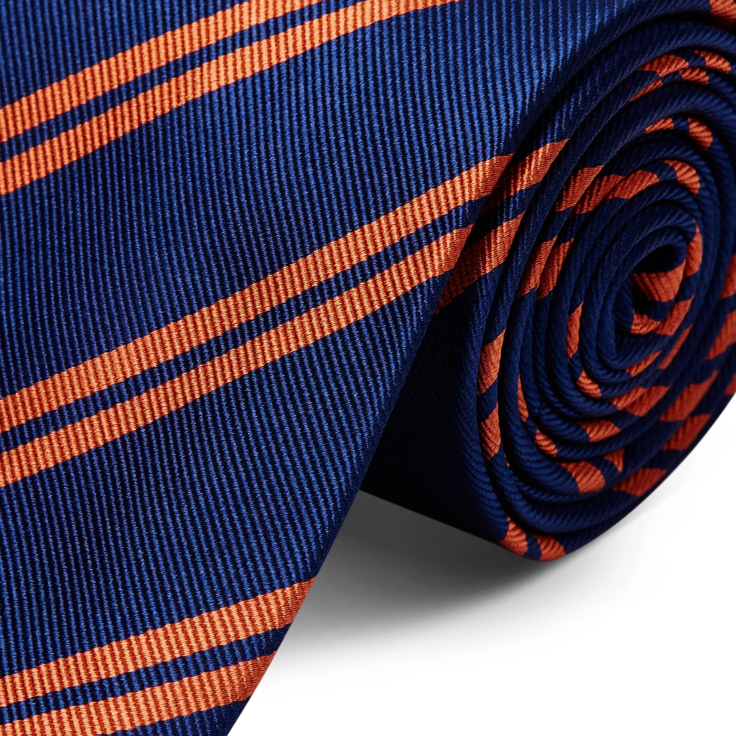 Trendhim Cravate en soie Ă rayures orange et bleu marine - 8 cm â Image 2