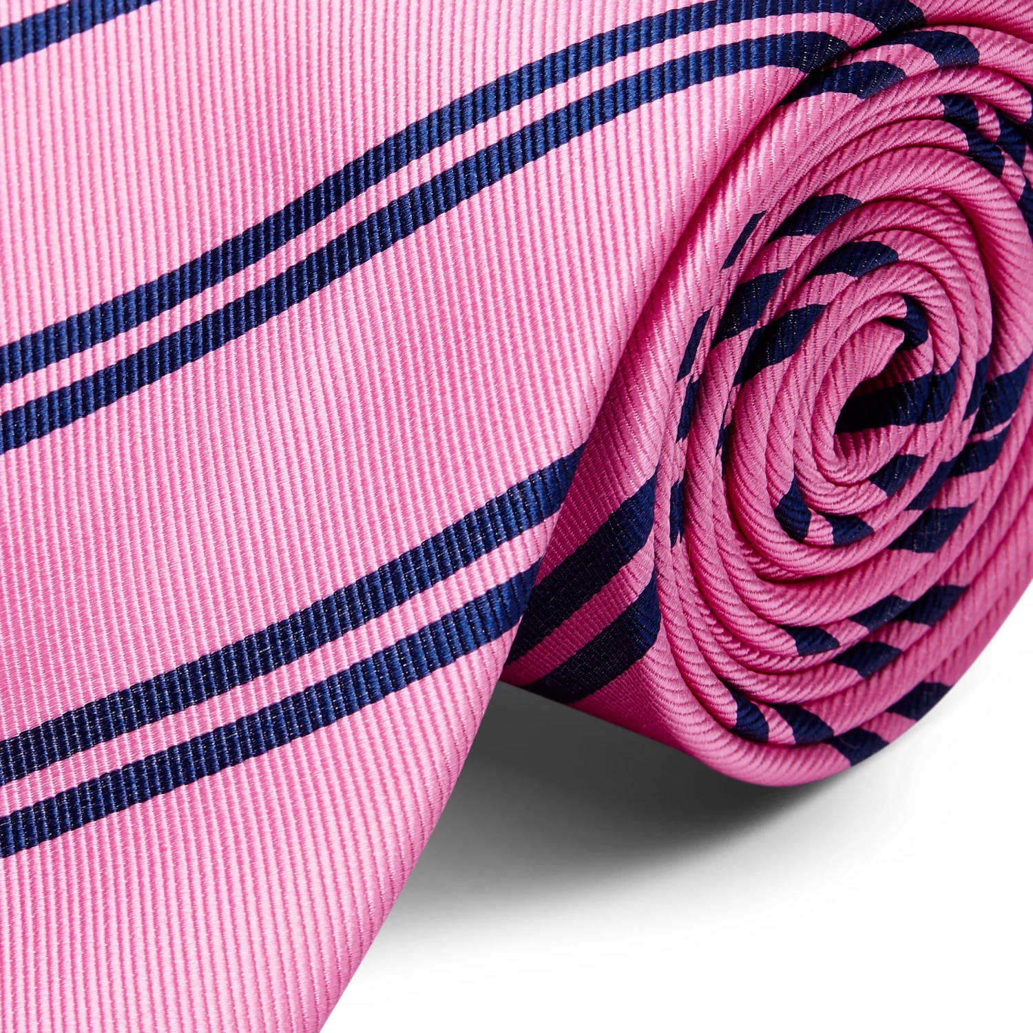 Trendhim Cravate en soie rose Ă rayures bleu marine - 8 cm â Image 2
