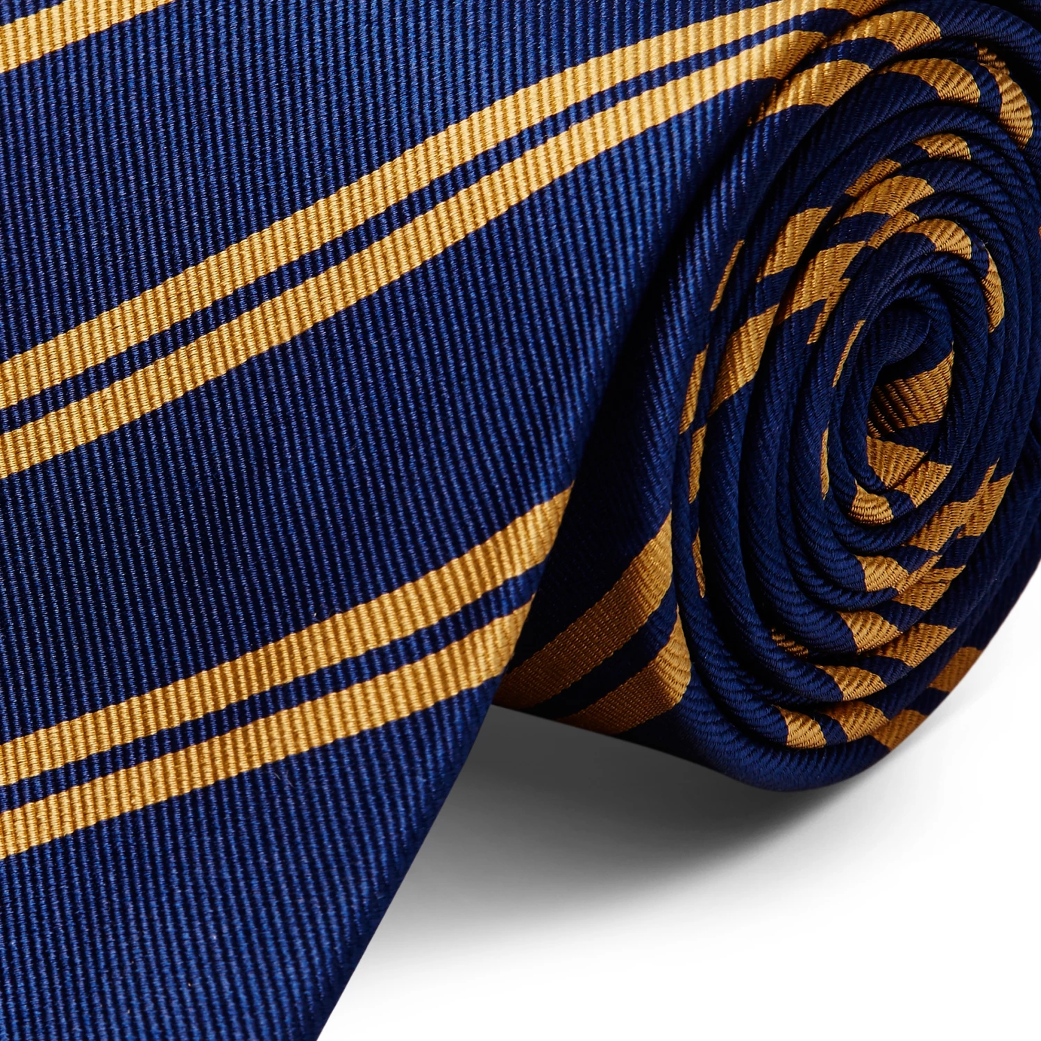 Trendhim Cravate en soie bleu marine à rayures dorées - 8 cm – Image 2
