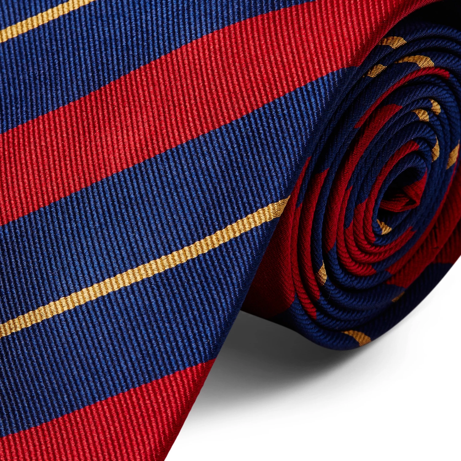 Trendhim Cravate en soie Ă rayures rouges, bleu marine et or - 8 cm â Image 2
