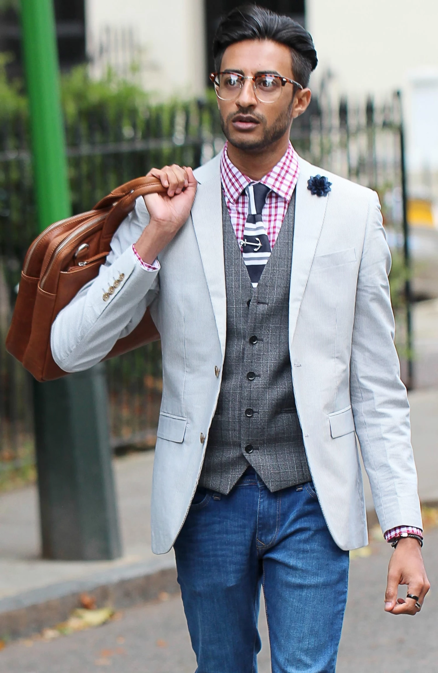 Tailor Toki Cravate bleue et blanche tricotĂ©e â Image 6