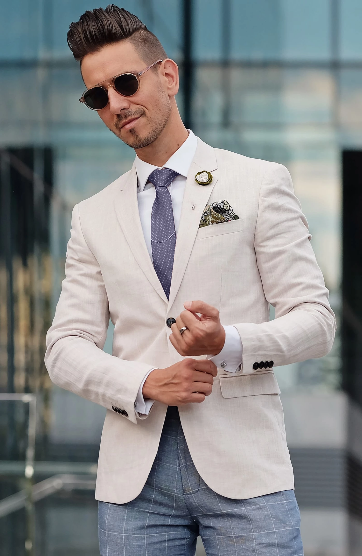 Trendhim Cravate en soie grise Ă pois blancs - 6 cm â Image 5