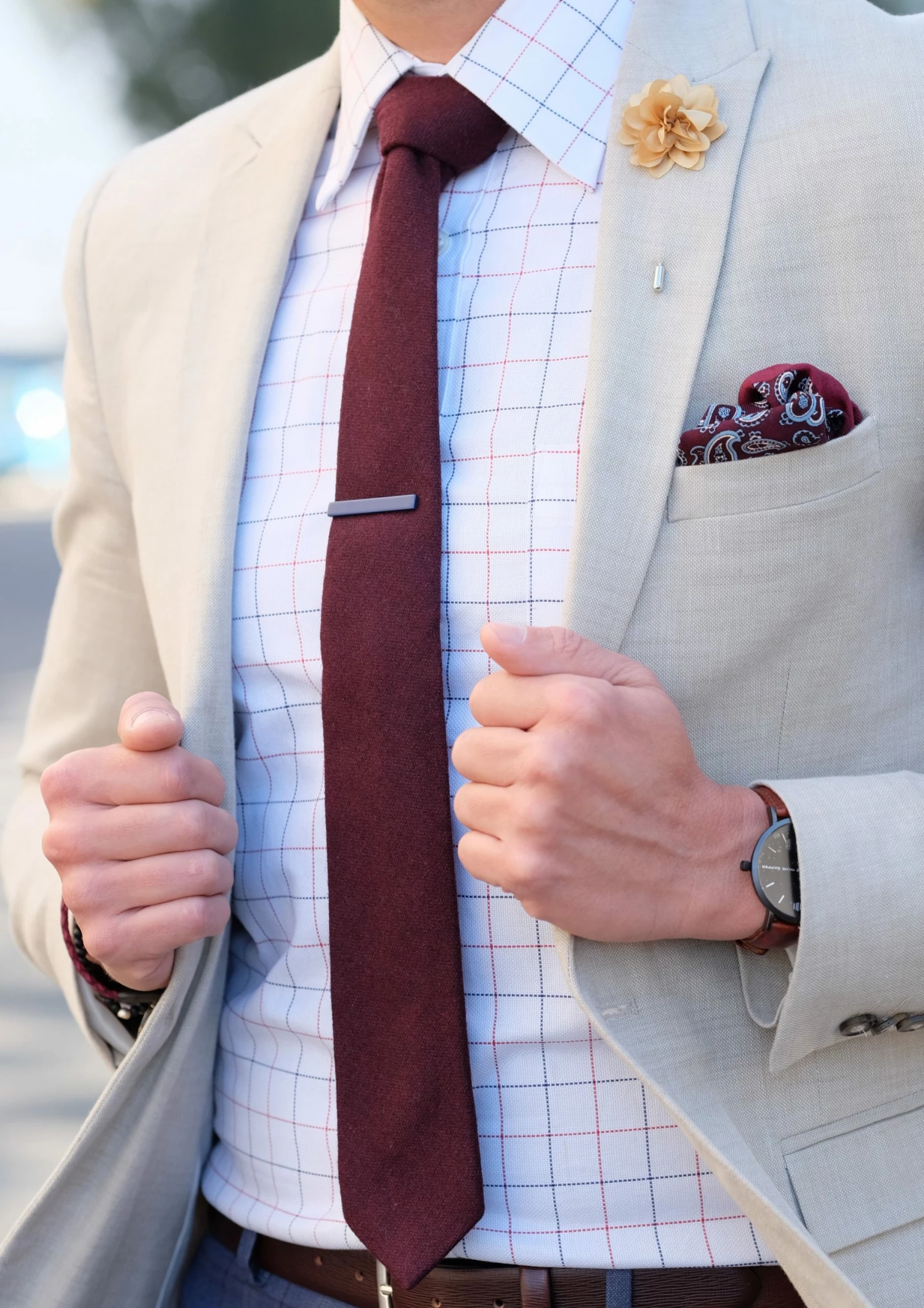 Tailor Toki Cravate bordeaux foncĂ© fait main â Image 4