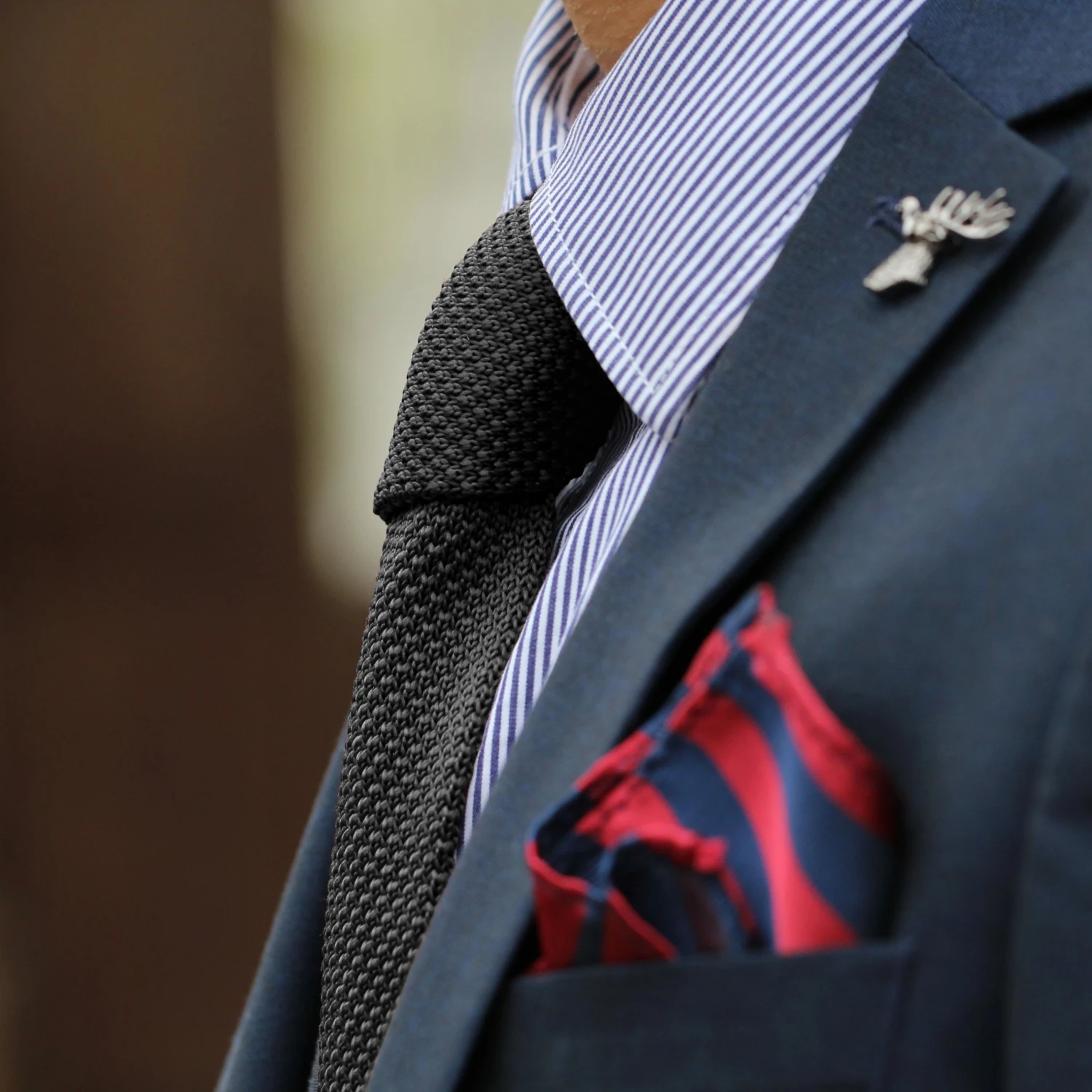 Tailor Toki Cravate gris cendré tricotée – Image 4