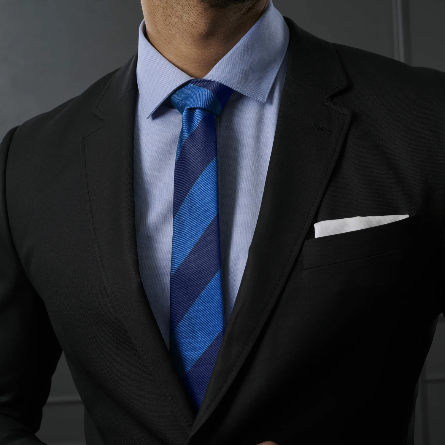 Trendhim Cravate en soie Ă rayures bleu marine et bleu royal - 6 cm â Image 3