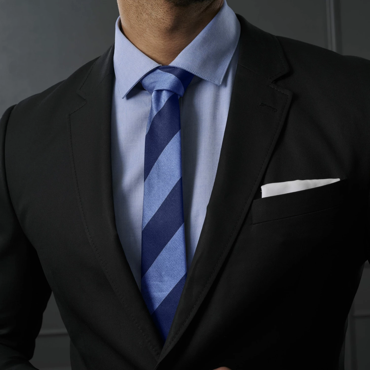 Trendhim Cravate en soie bleu marine et bleu pastel - 6 cm â Image 3