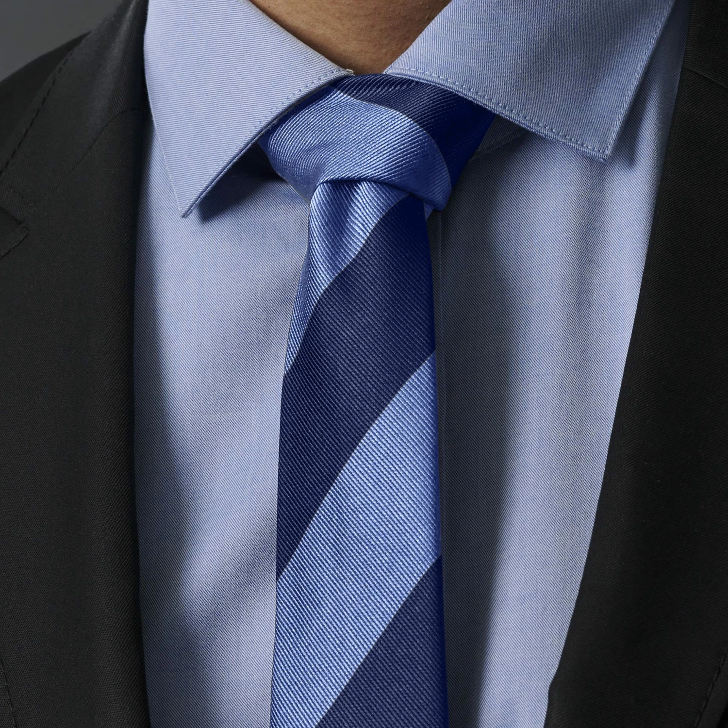 Trendhim Cravate en soie bleu marine et bleu pastel - 6 cm â Image 5