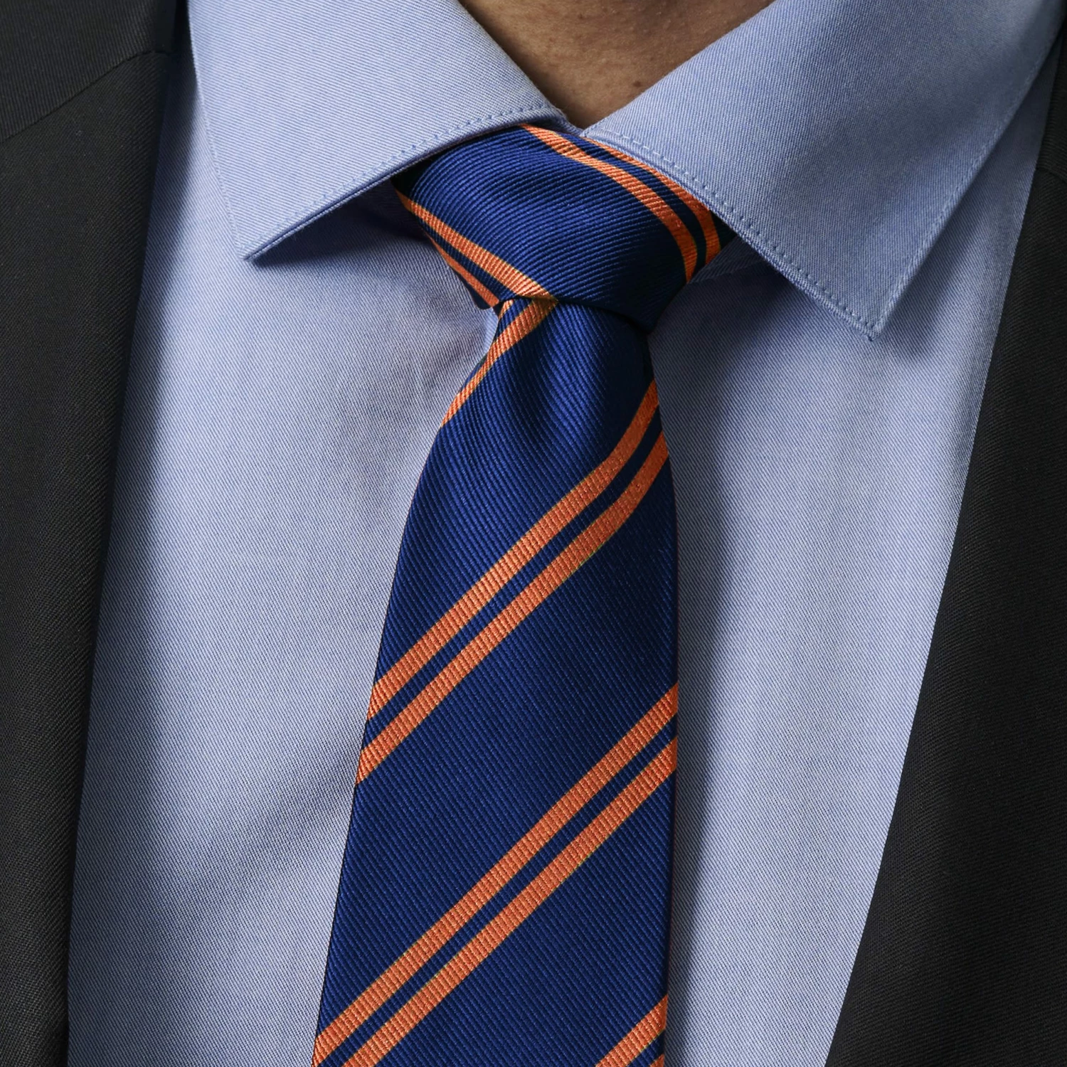 Trendhim Cravate en soie Ă rayures orange et bleu marine - 8 cm â Image 5