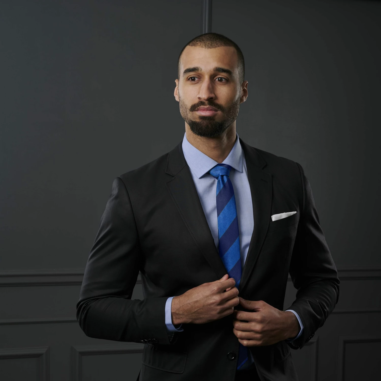 Trendhim Cravate en soie Ă rayures bleu marine et bleu royal - 6 cm â Image 4