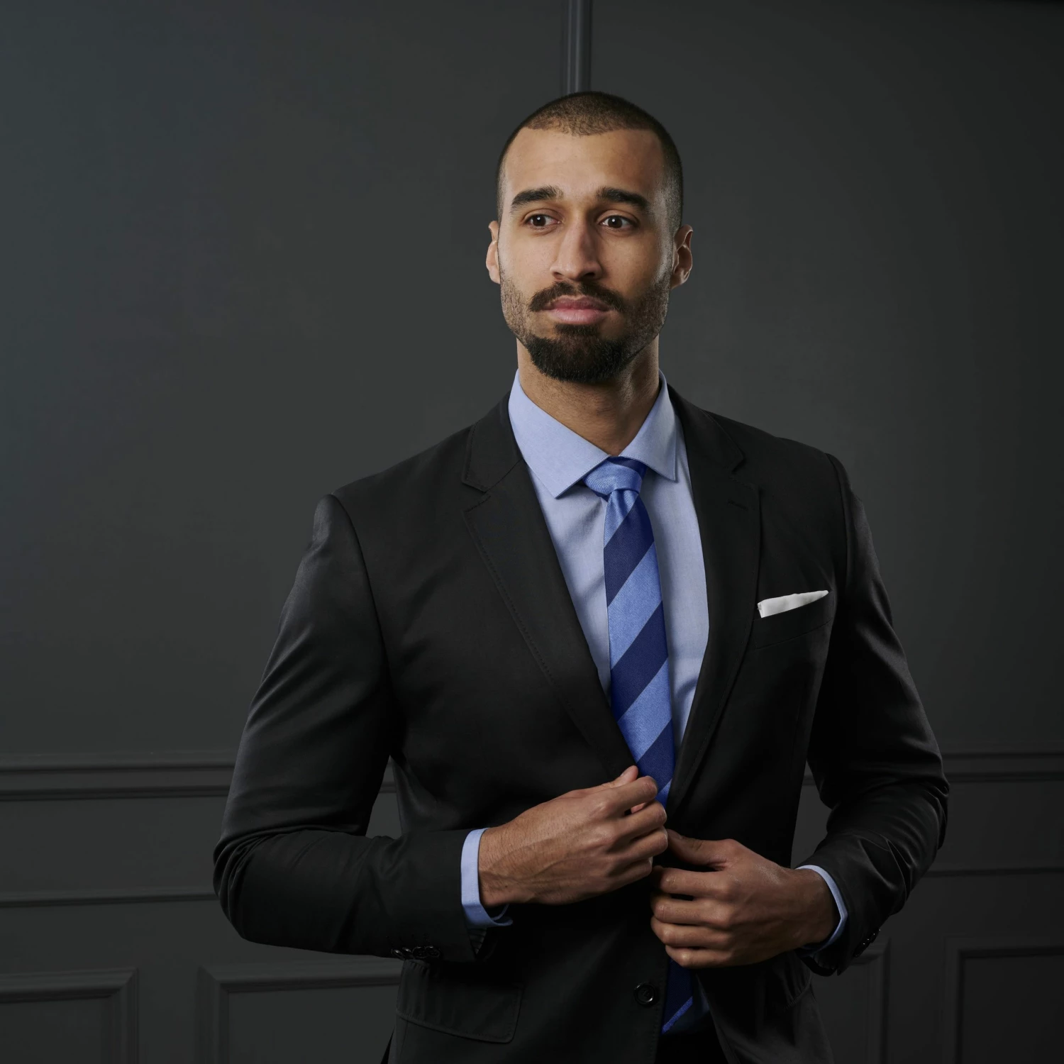 Trendhim Cravate en soie bleu marine et bleu pastel - 6 cm â Image 4