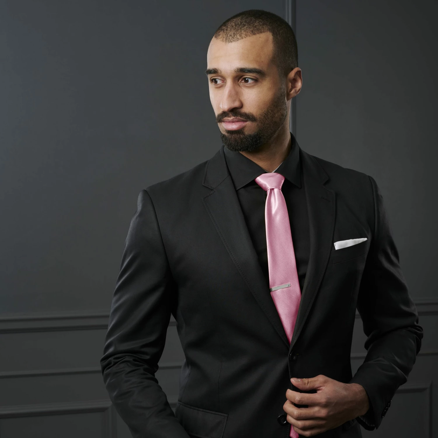 Trendhim Cravate unie rose bébé brillant - 8 cm – Image 4