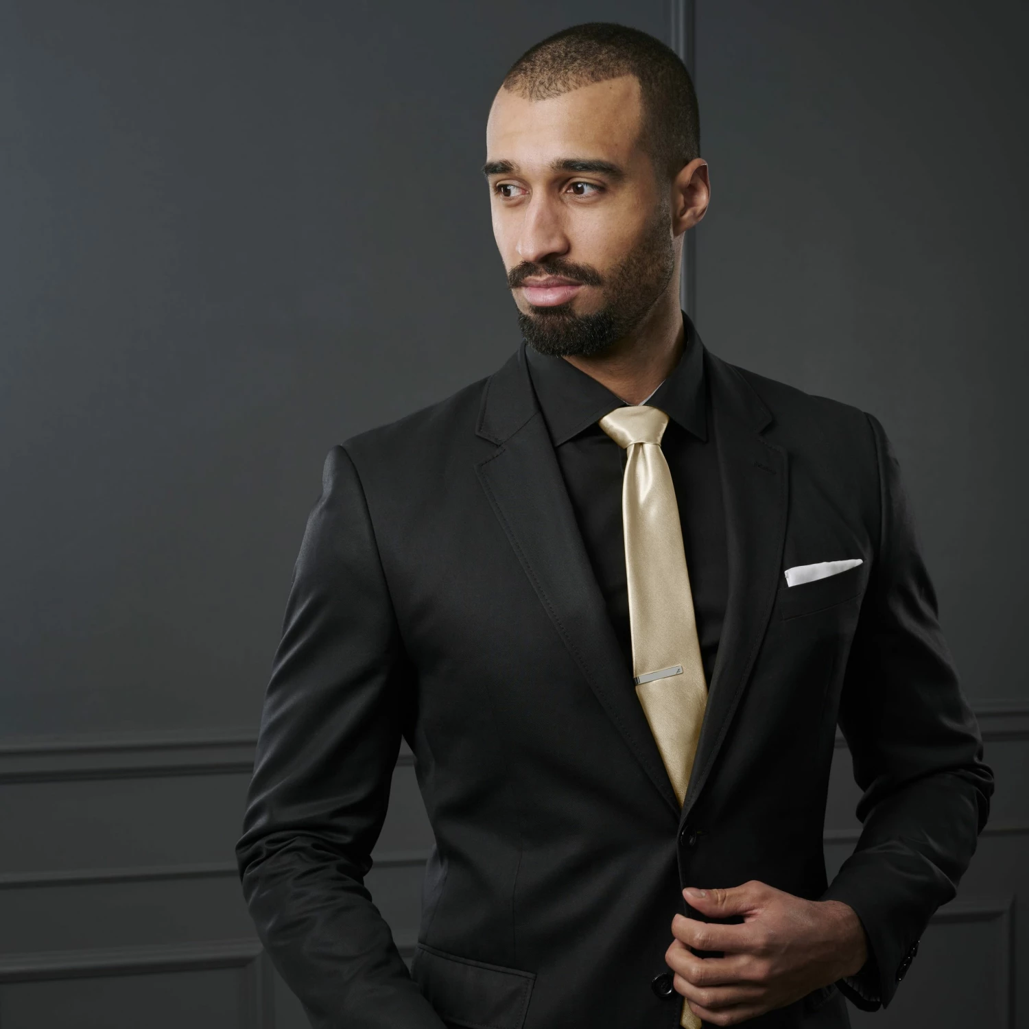 Trendhim Cravate unie champagne brillant - 8 cm â Image 4