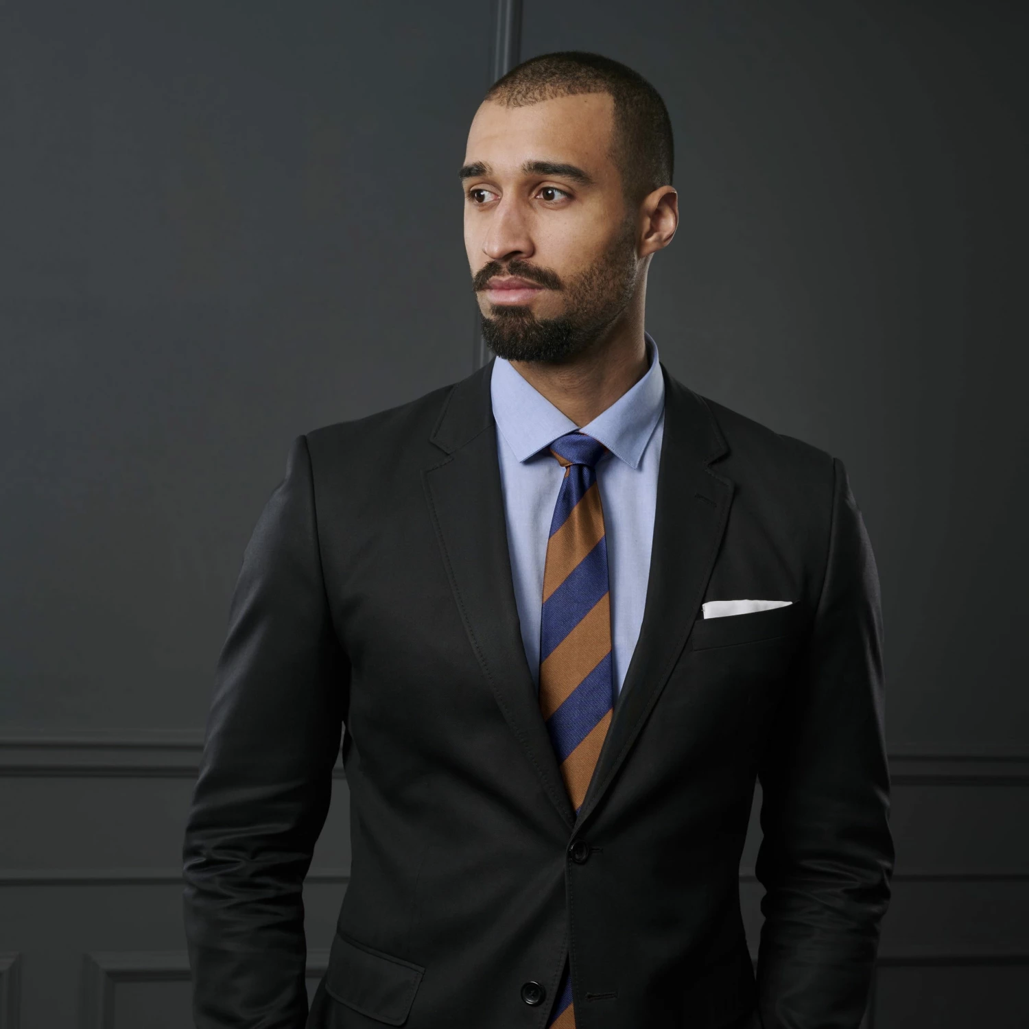 Trendhim Cravate en soie bleu marine et marron - 8 cm â Image 4