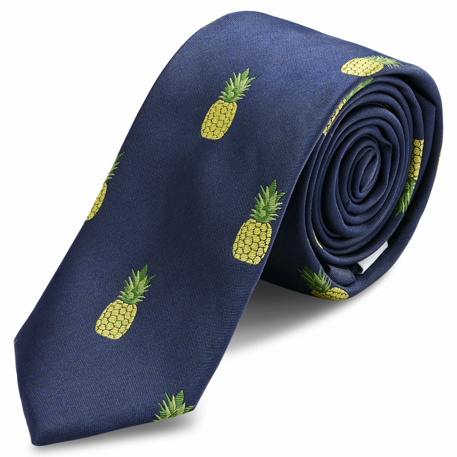 Trendhim Cravate étroite bleu marine à motifs d'ananas