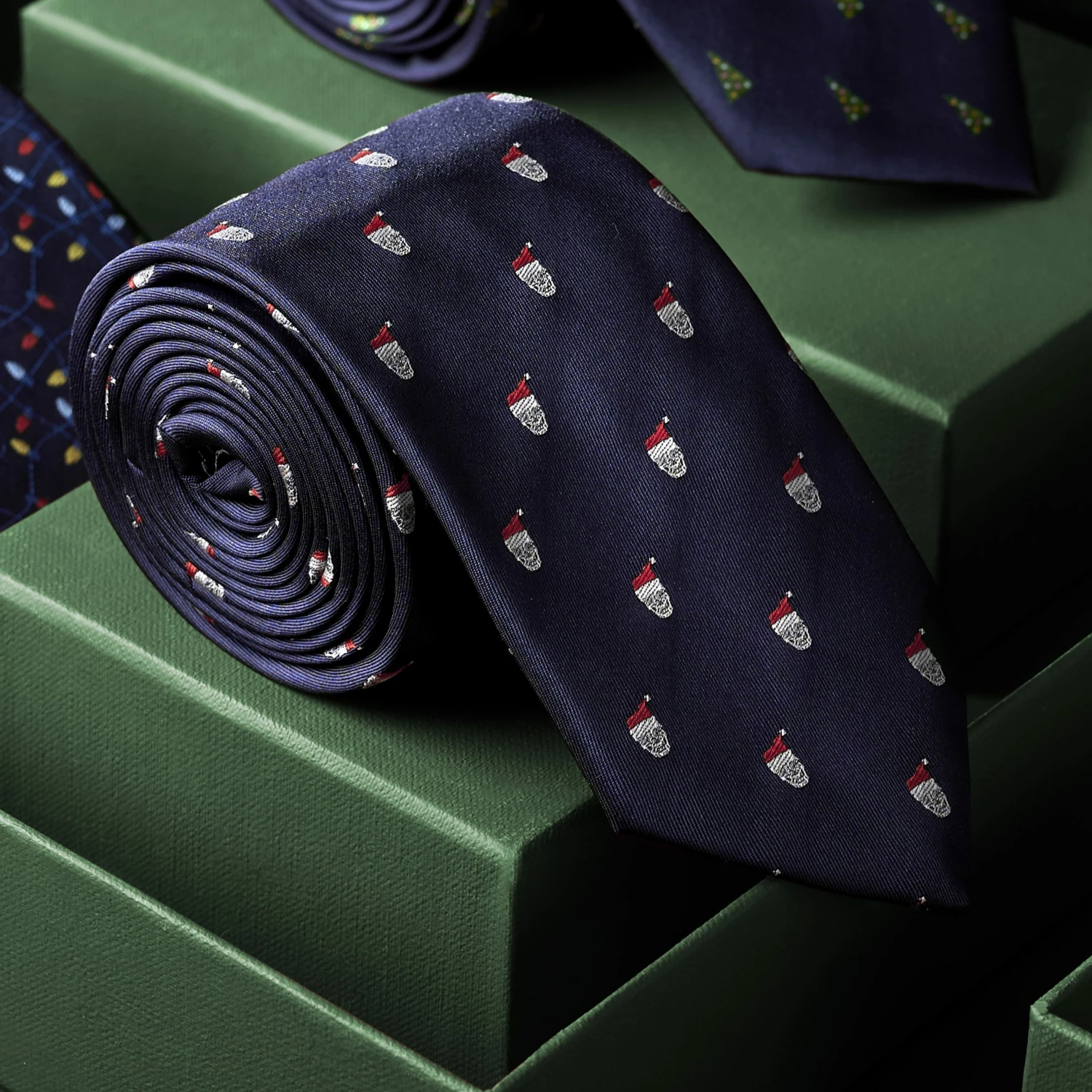 Trendhim Cravate bleu marine à motifs têtes de mort de Noël – Image 4